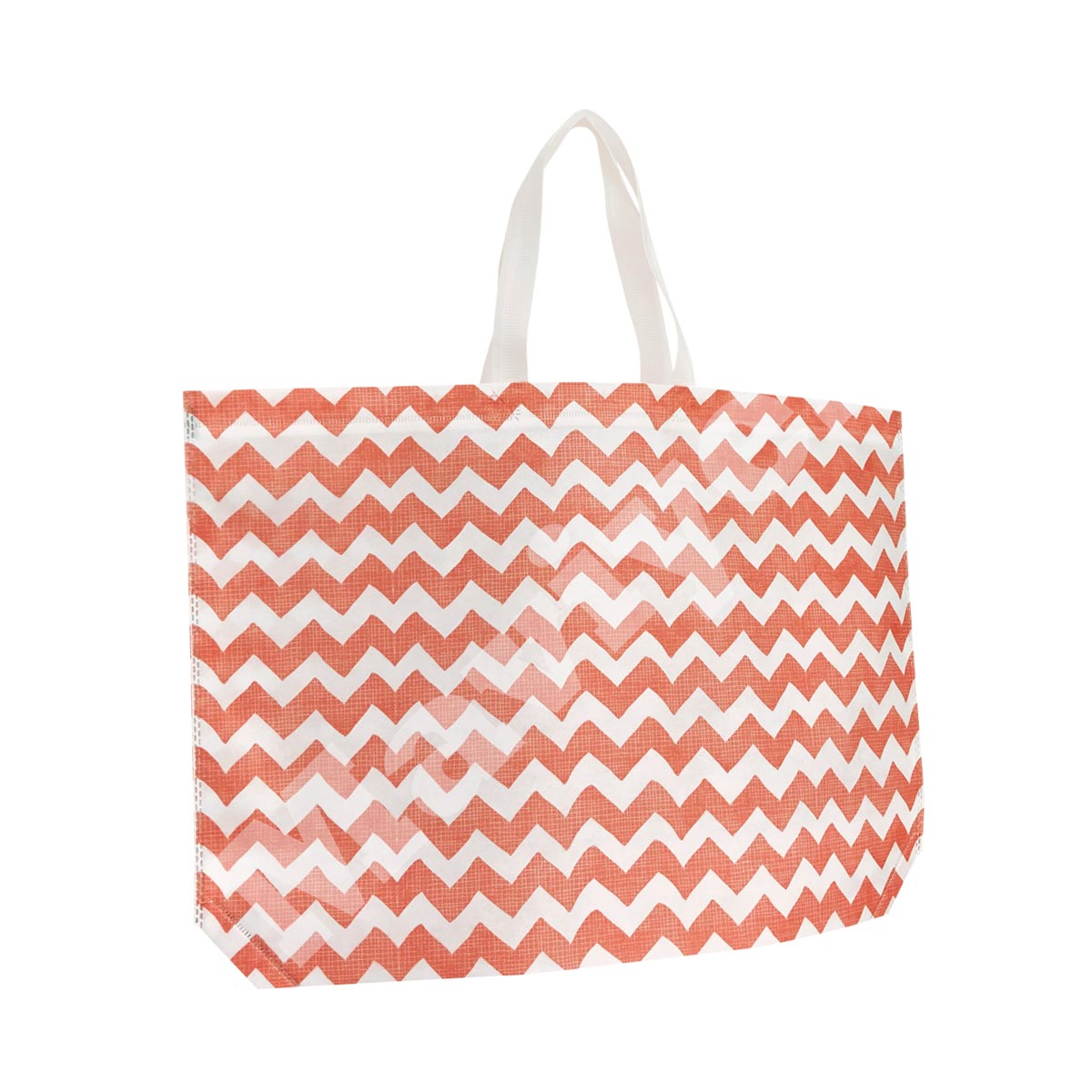 HEAT SEALED RED ZIGZAG NONWOVEN STOCK BAG